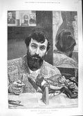 Original Old Antique Print 1884 Portrait Signor Amendola Artist Fine Art 19th