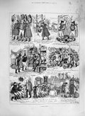 Original Old Antique Print 1885 Strange Story Armour Algerno Villagers Knockly