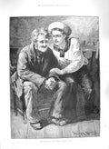 Original Old Antique Print 1885 Shortened Leave Sailor Boy Navy Man Fine Art