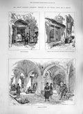 Original Old Antique Print 1885 Afghan War Gate Maiamai Bazaar Shahrud Khayyoum