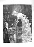 Original Old Antique Print 1885 Fine Art Man Lady Romance Stairs Overend 19th