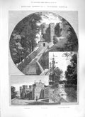 Old Antique Print 1885 Windsor Castle Hundred Steps Terrace Queen Gardens 19th