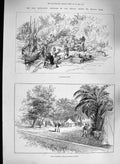 Original Old Antique Print 1885 Nile Lord Wolseley Korti Unloading Boats War