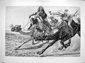 Original Old Antique Print 1885 War Desert Camels Running Fight Siers F 19th