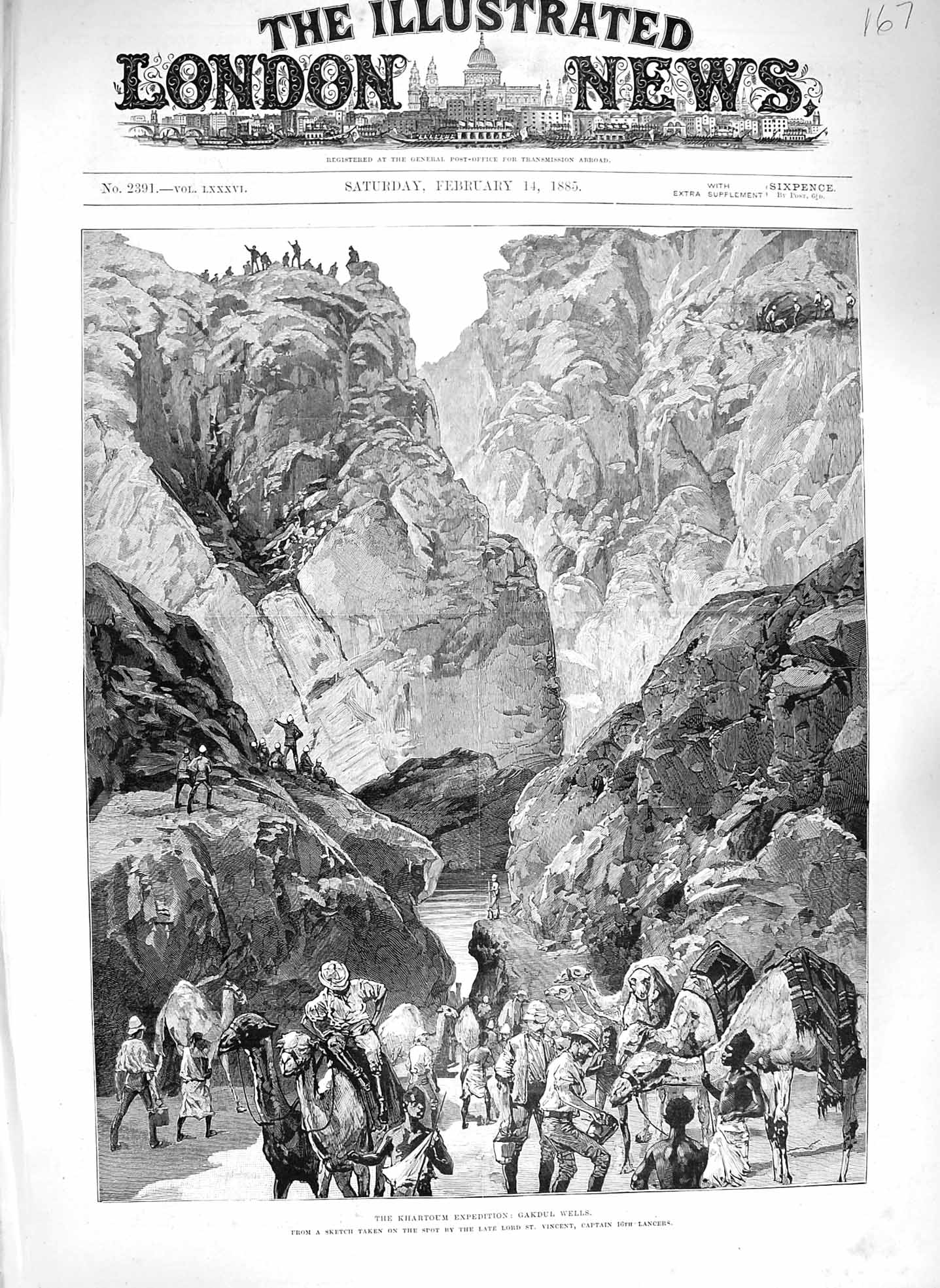Old Antique Print 1885 Kahrtoum Expedition Gakdul Wells Lord Vincent War 19th