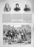 Original Old Antique Print 1885 Khartoum Camels Prisoners Gakdul Jewell Wadeson