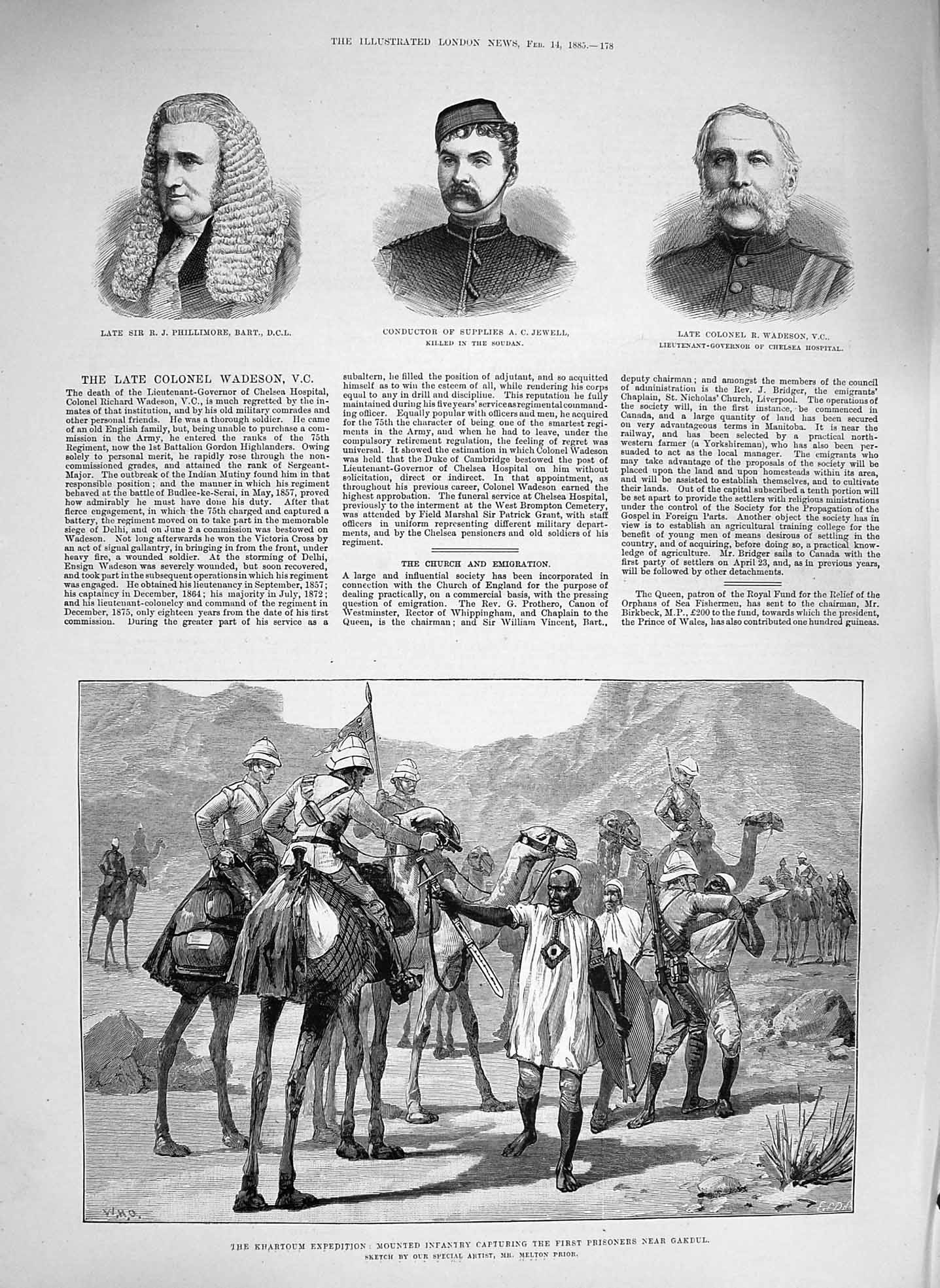 Original Old Antique Print 1885 Khartoum Camels Prisoners Gakdul Jewell Wadeson
