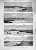 Original Old Antique Print 1885 Blue Nile Khartoum Omdurman Abou Hamed Fort