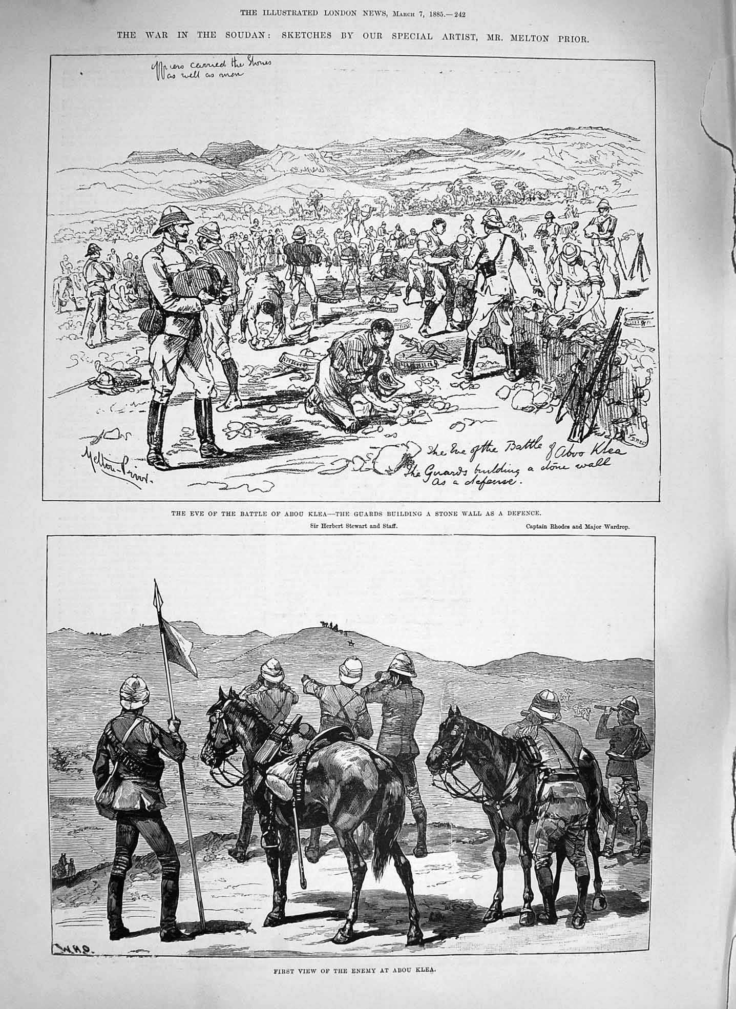 Old Antique Print 1885 War Soudan Battle Abou Klea Hussars Hospital Fort 19th