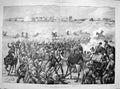 Original Old Antique Print 1885 War Soudan Metammeh Camels Fort Ara Victorian