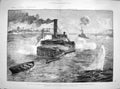 Original Old Antique Print 1885 War Soudan Charles Wilson Khartoum Ships O 19th