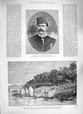 Original Old Antique Print 1885 Prince Hassan Brother Khedive War Souda 19th