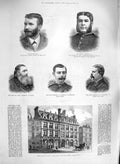Old Antique Print 1885 Offices Daily News Fleet Pain Benbow Campbell War 19th