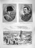 Original Old Antique Print 1885 Afghan Murghab Maruchak Lyon Go-Adams War 19th
