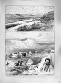 Original Old Antique Print 1885 Afghan Boundary Commission Bund-I-Nadri Murghab
