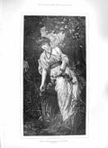 Original Old Antique Print 1885 Portrait Beautiful Lady Ophelia Brown Victorian