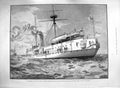 Old Antique Print 1885 Navy Ships H.M.S. Colossus Double-Turret Ironclad 19th