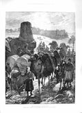 Old Antique Print 1885 Highway Central Asia Camels Afghan War Commission 19th