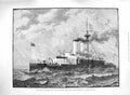 Old Antique Print 1885 Ships British Navy Barbette Steel Collingwood Guns 19th