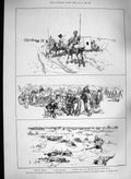 Original Old Antique Print 1885 War Soudan Souakim Zereba Siers Coolies Mess