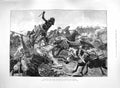 Original Old Antique Print 1885 War Soudan Destruction Transport Souakim Horses