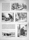 Original Old Antique Print 1885 Art Water Colours Gay Musketeer Fishing Boat