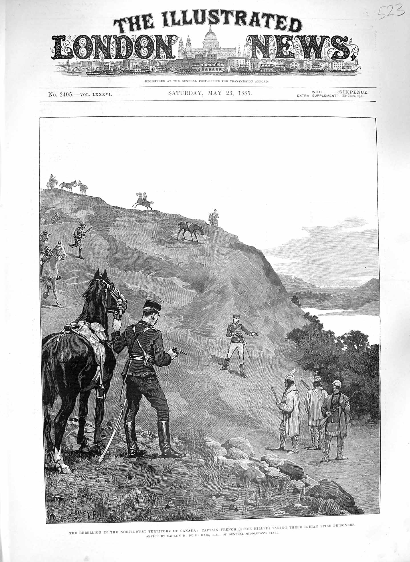 Old Antique Print 1885 Canada Captain French Indian Spies Hudson Bay Fort 19th