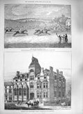 Original Old Antique Print 1885 Horse Race Derby Haysman College Finchl 19th