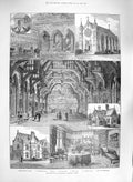 Original Old Antique Print 1885 Holloway Sanatorium Virginia Water Phillips 19th