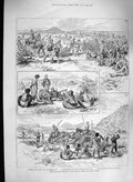Original Old Antique Print 1885 Souakim Railway Handoub Sheikh Mahmoud Harper
