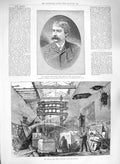 Old Antique Print 1885 Francis Harte Poet Fire Indian Museum Kensington 19th