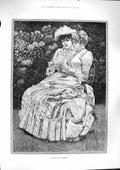 Old Antique Print 1885 Private Confidential Ladies Letter Garden Fine Art 19th