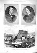 Old Antique Print 1885 Irish Baronets Martin Guiness Gateway Bala Murghab 19th