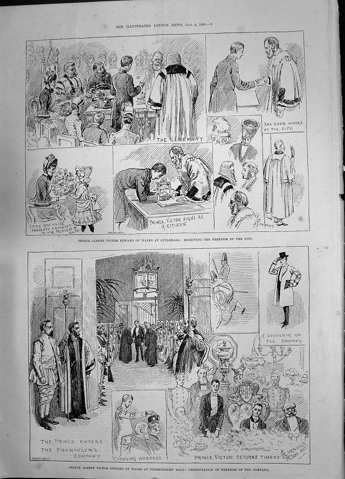 Old 1885 Prince Albert Victor Edward Wales Fishmongers Hall Guildhall Victorian