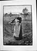 Antique Old Print Rainey 1885 Jack'S Coming Home Young Woman Reading Letter