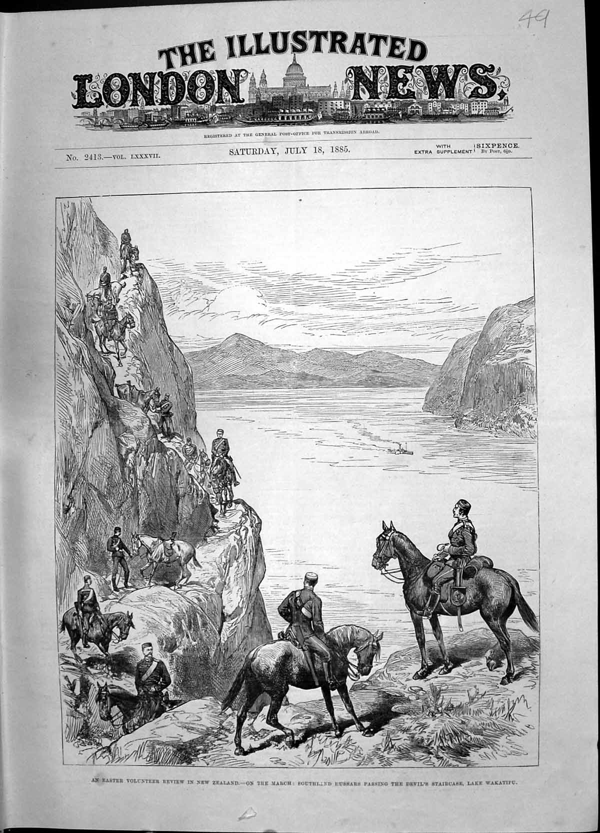 Old 1885 Easter Volunterr Review New Zealand Hussars Devil'S Staircas Victorian