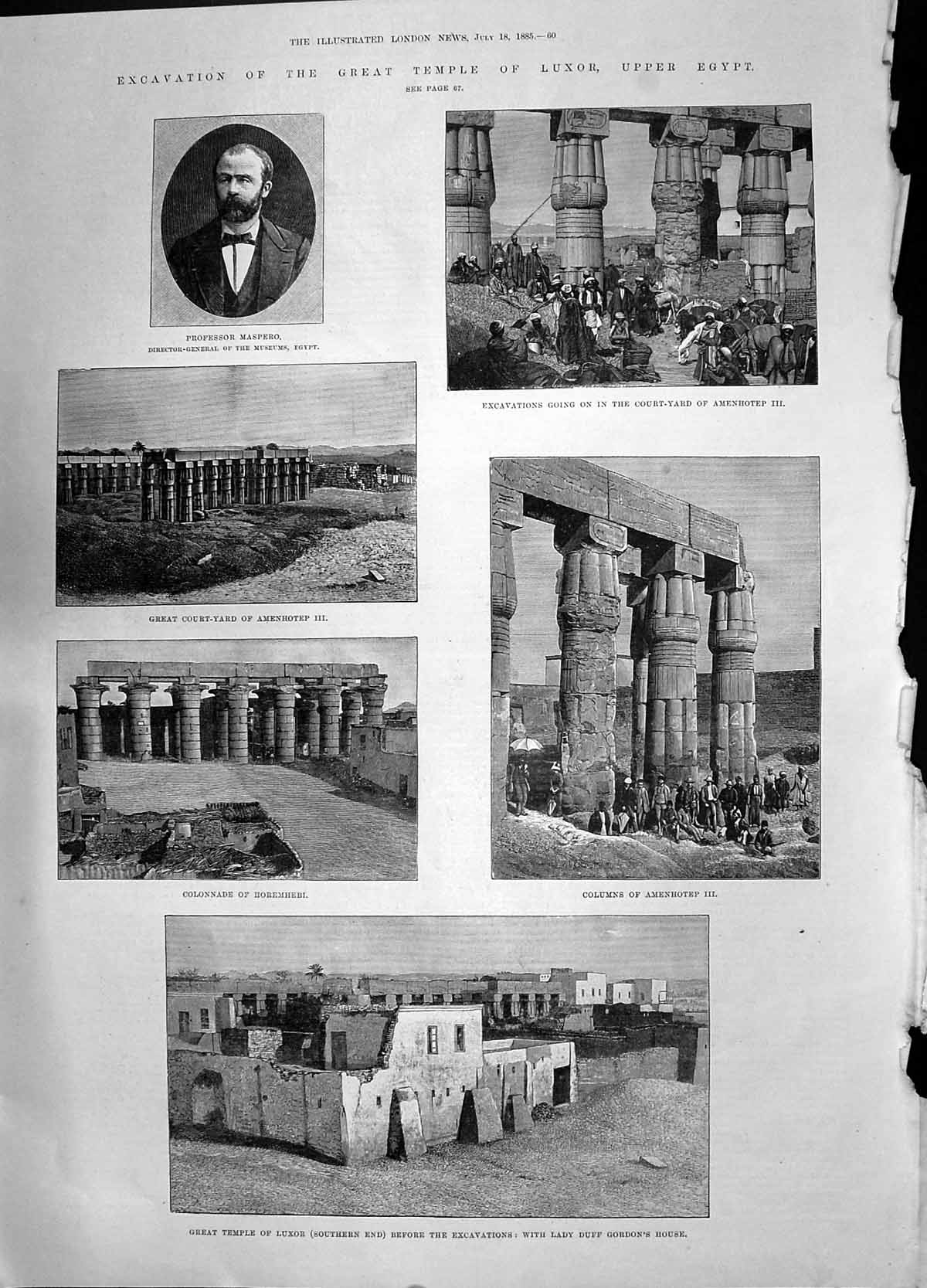 Old 1885 Professor Maspero Temple Luxor Lady Duff Gordon Amenhotep Eg Victorian