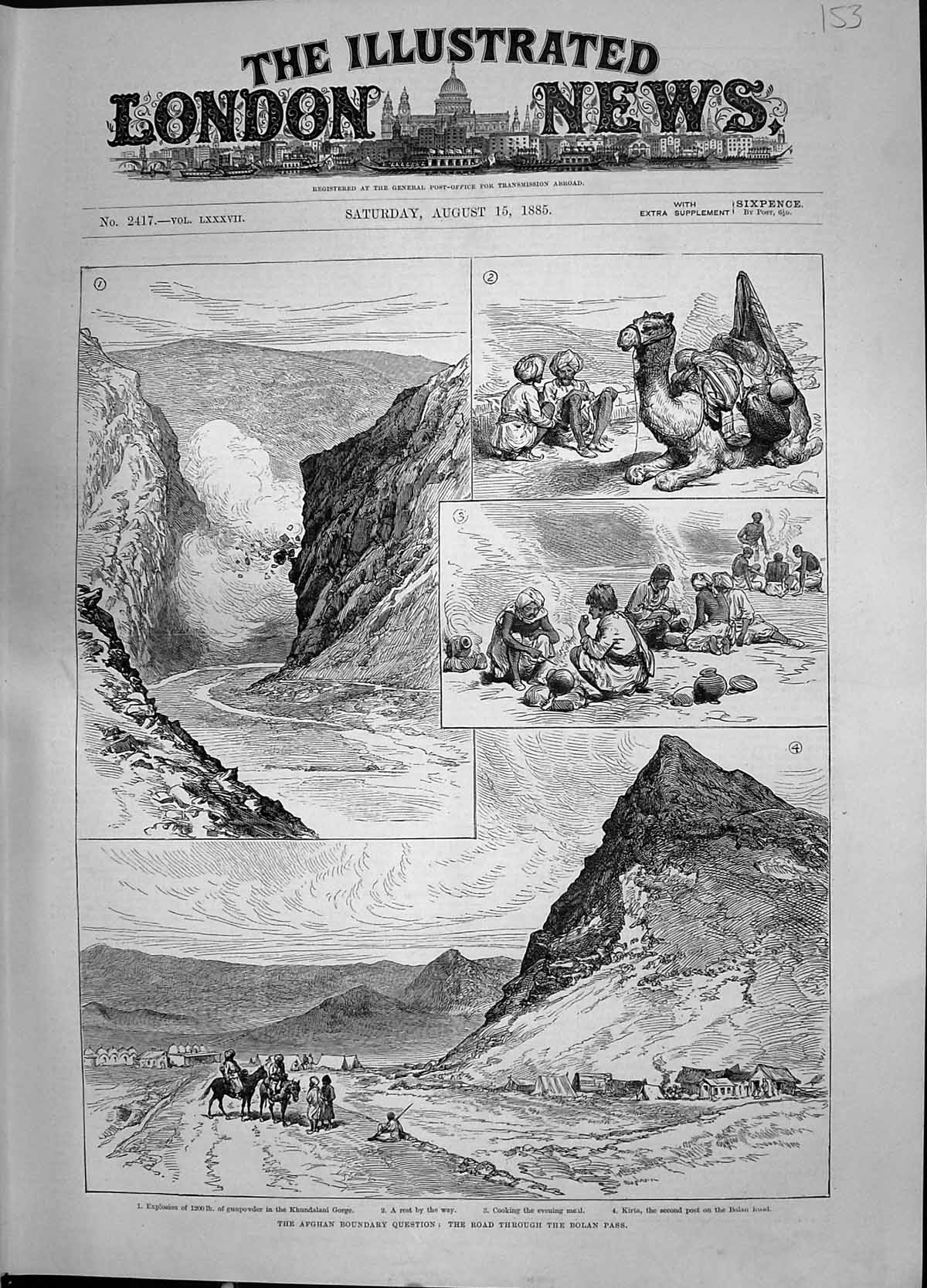 Old 1885 Afghan Boundary Bolan Pass Kirta Camel Mountains Khundalani Victorian