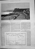Antique Old Print 1885 Dawlish South Devon Map Caroline Islands Germany Spain