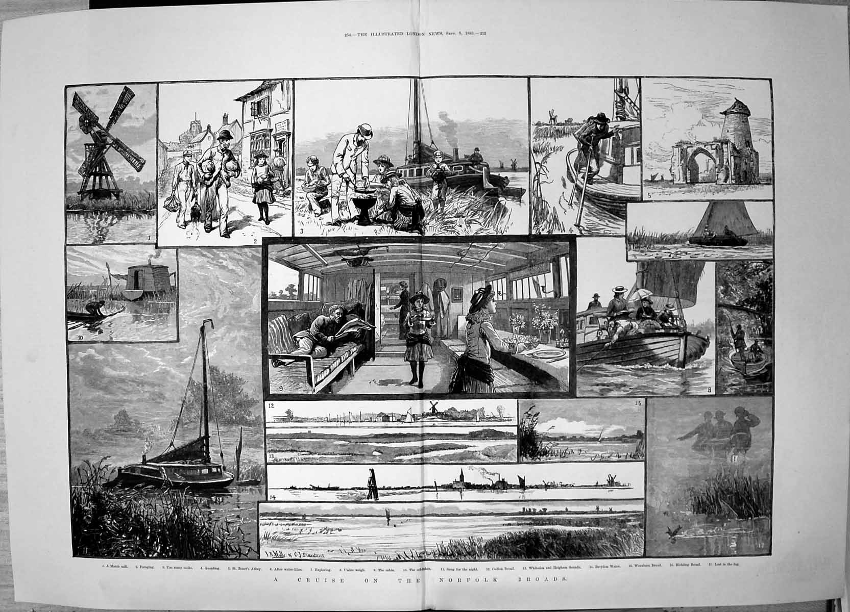 Old 1885 Cruise Norfolk Broads Benet'S Abbey Whiteslea Heigham Sounds 19th