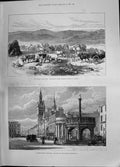 Antique Print 1885 Bolan Pass Transport Carts Quetta Castle Street Aberdeen