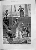 Old Antique Print 1885 Regatta River Boats Negros Entertainment Woodville 19th