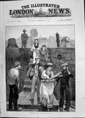 Old Print 1885 Autumn Cruise Revictualling Yacht Family Day Out Woodville 19th