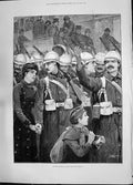 Original Old Antique Print 1885 Return Guards Siers War Soudan Procession 19th