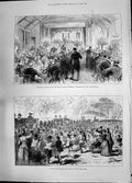 Antique Old Print 1885 Bucks County Dinner Lord Carrington Governor Ham Park
