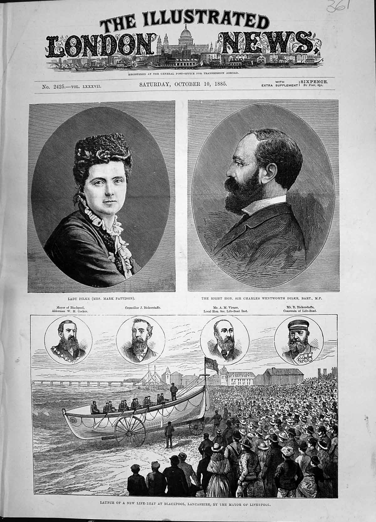 Old Life-Boat Blackpool Mayor Viener Bickerstaffe 1885 Lady Dilke Pat Victorian