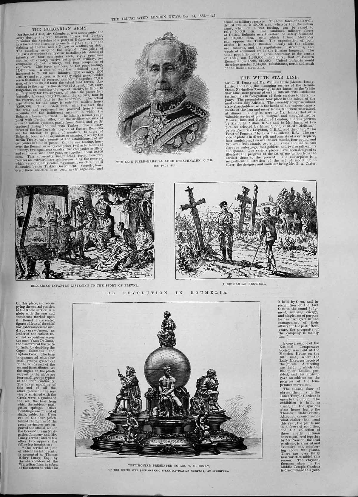 Antique Print 1885 Field-Marshal Lord Strathnairn Ismay Roumelia Plevna War