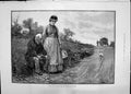 Original Old Antique Print 1885 Home Rainey Man Countryside Transport Cart 19th