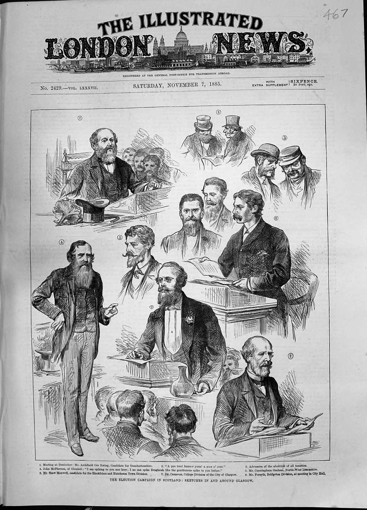 Old 1885 Election Campaign Scotland Glasgow Ewing Graham Forsyth Maxw Victorian