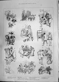 Antique Print 1885 Inventories Humours Musical Jury Banjo Piano Double-Bass